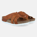 Haflinger Sandale Bo in Braun (Country Caramel) aus Leder mit Riemen in Flechtoptik Seitenansicht