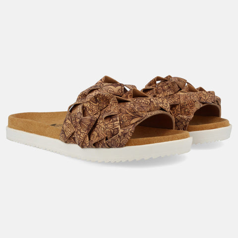 Haflinger Sandale Kreta in Braun (Corkmulti Henna) aus Leder mit stylischem Riemen Seitenansicht
