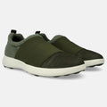 Haflinger Wool Sneaker Jump in Grün (Kiwi) aus Filz mit elastischen Bändern und Gummisohle Seitenansicht