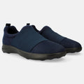 Haflinger Wool Sneaker Jump in Blau (Ocean) aus Filz mit elastischen Bändern und Gummisohle Seitenansicht