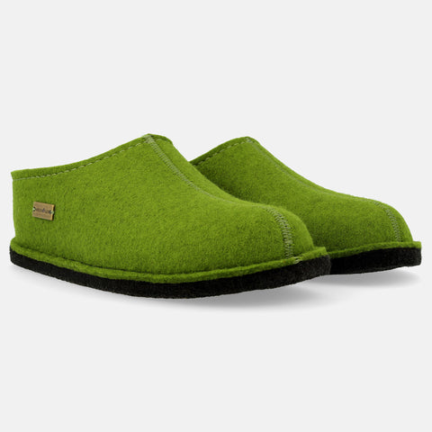 Haflinger Flair Smily in Grün (Grasgrün) aus Filz mit FIlzsohle Seitenansicht