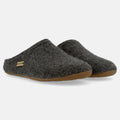 Haflinger Pantoffel Everest Classic in Grau (Anthrazit) aus reiner Schurwolle mit Gummisohle Seitenansicht
