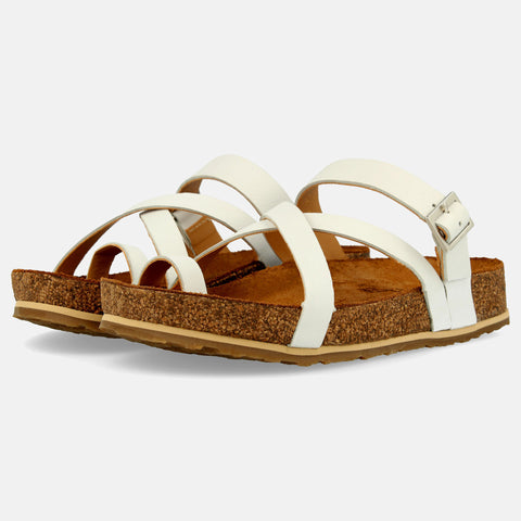 Haflinger Sandale Luna in Weiss aus Leder mit Riemchen und Schnalle Seitenansicht