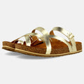 Haflinger Sandale Luna in Gold aus Leder mit Riemchen und Schnalle Seitenansicht