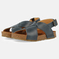 Haflinger Sandale Tom in Blau (Bali) aus Leder mit Riemen und Schnalle mit Korkfußbett Seitenansicht