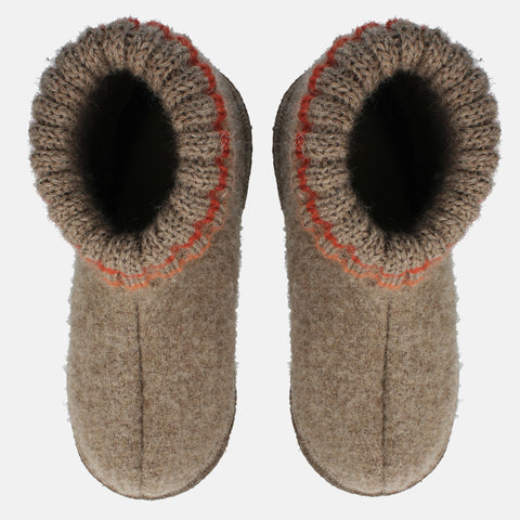 Haflinger Hüttenschuh Paul in Beige (Beigemeliert Öko) aus reiner Schurwolle mit Latex beschichteter Filzsohle Vogelperspektive