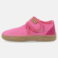Haflinger Fidelius Luca in Pink aus Schurwolle mit rutschfester Gummisohle Seitenansicht