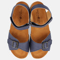 Haflinger Kindersandale Max in Blau (Ocean) aus Leder mit Schnalle, Klettverschluss und Korkfußbett Vogelperspektive