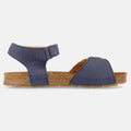 Haflinger Kindersandale Max in Blau (Ocean) aus Leder mit Schnalle, Klettverschluss und Korkfußbett Seitenansicht