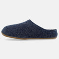 Haflinger Pantoffel Everest Classic in Blau (Jeans) aus reiner Schurwolle mit Gummisohle Seitenansicht