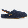 Haflinger Pantoffel Everest Classic in Blau (Jeans) aus reiner Schurwolle mit Gummisohle Seitenansicht