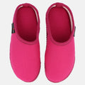 Haflinger Pantoffel Cotty in Rosa (Fuchsia) aus Baumwolle mit Filzsohle Vogelperspektive