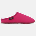 Haflinger Pantoffel Cotty in Rosa (Fuchsia) aus Baumwolle mit Filzsohle Seitenansicht