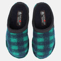 Haflinger Pantoffel Plaid in Blau (Ocean) aus Schurwolle im Schachmuster mit Filzsohle Vogelperspektive