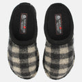 Haflinger Pantoffel Plaid in Weiss (Rohweiss) aus Schurwolle im Schachmuster mit Filzsohle Vogelperspektive