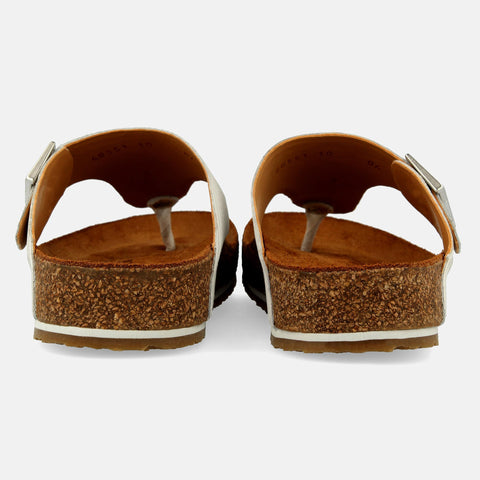 Haflinger Sandale Conny in Weiss aus Leder mit Riemchen und Schnalle und Zehntrenner Hinteransicht