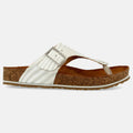 Haflinger Sandale Conny in Weiss aus Leder mit Riemchen und Schnalle und Zehntrenner Seitenansicht