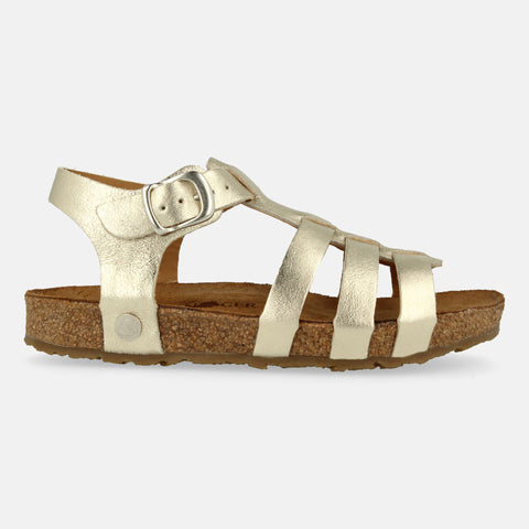 Haflinger Sandale Anni in Gold (Gold Paris) aus Leder mit Riemchen und Schnalle Seitenansicht