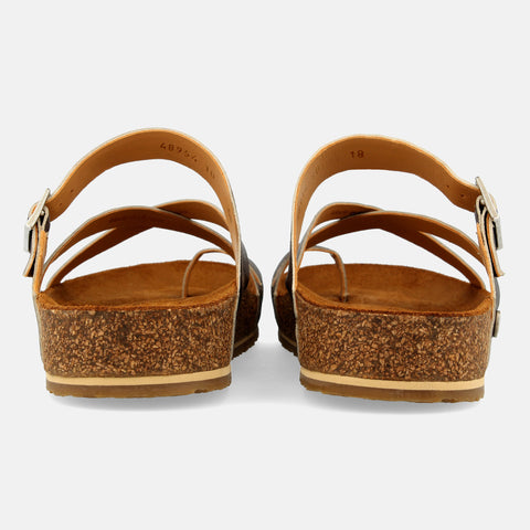 Haflinger Sandale Luna in Bronze aus Leder mit Riemchen und Schnalle Hinteransicht