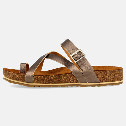 Haflinger Sandale Luna in Bronze aus Leder mit Riemchen und Schnalle Seitenansicht