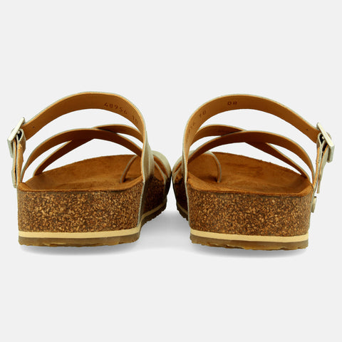Haflinger Sandale Luna in Gold aus Leder mit Riemchen und Schnalle Hinteransicht