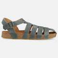 Haflinger Sandale Peter in Blau (Jeans) aus Leder mit Riemchen und Schnalle  im Römerstyle Seitenansicht