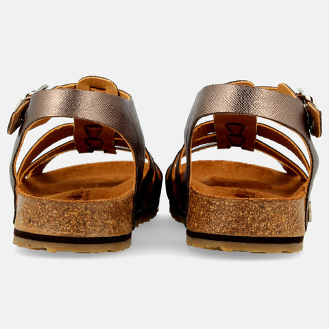 Haflinger Sandale Anni in Bronze aus Leder mit Riemchen und Schnalle  Hinteransicht