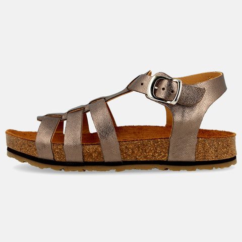 Haflinger Sandale Anni in Bronze aus Leder mit Riemchen und Schnalle  Seitenansicht