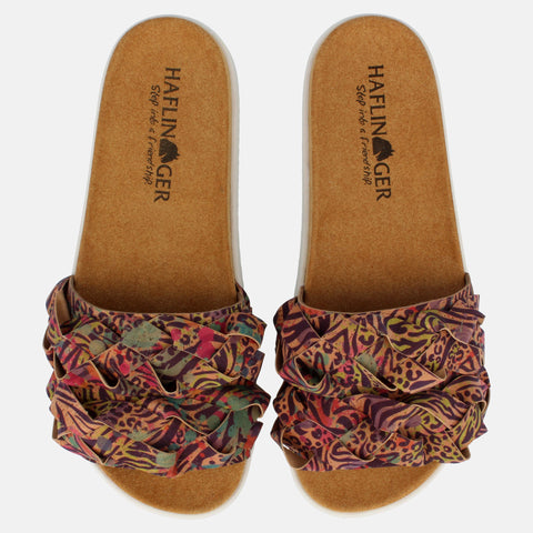 Haflinger Sandale Kreta in Bunt (Corkmulti Jungle) aus Leder mit stylischem Riemen Vogelperspektive