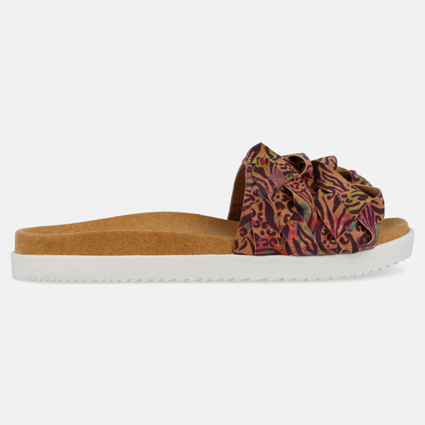 Haflinger Sandale Kreta in Bunt (Corkmulti Jungle) aus Leder mit stylischem Riemen Seitenansicht