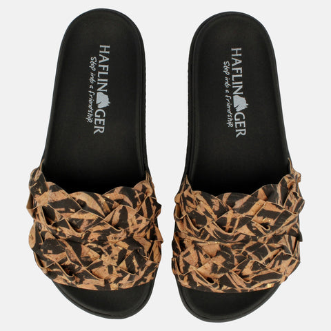 Haflinger Sandale Kreta in Schwarz (Corkmulti Zebra) aus Leder mit stylischem Riemen Vogelperspektive