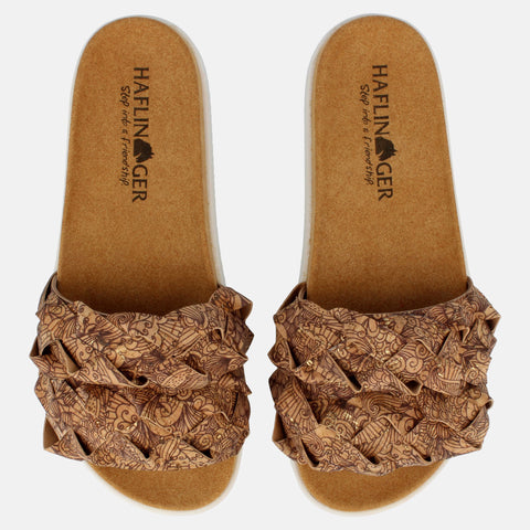Haflinger Sandale Kreta in Braun (Corkmulti Henna) aus Leder mit stylischem Riemen Vogelperspektive
