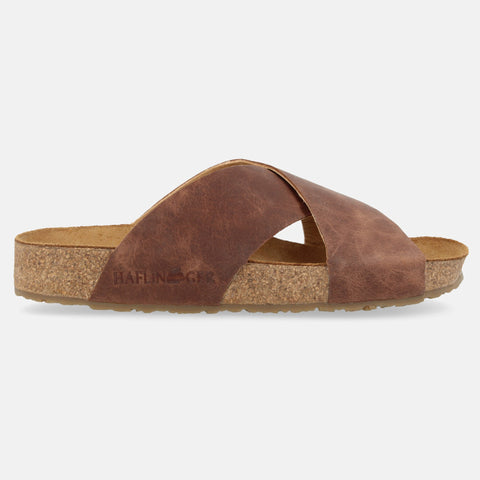 Haflinger Sandale Mio in Braun (Country Braun) aus Leder mit Riemen Seitenansicht