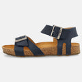 Haflinger Sandale Rebecca in Blau (Navy) aus Leder mit Korkfußbett und verstellbaren Schnallen Seitenansicht