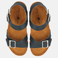 Haflinger Sandale Rebecca in Blau (Navy) aus Leder mit Korkfußbett und verstellbaren Schnallen Vogelperspektive