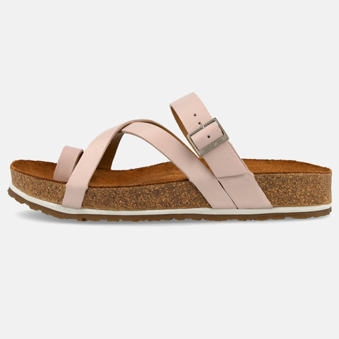 Haflinger Sandale Luna in Rosa aus Leder mit Riemchen und Schnalle Seitenansicht