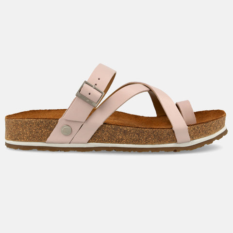 Haflinger Sandale Luna in Rosa aus Leder mit Riemchen und Schnalle Seitenansicht