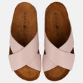 Haflinger Sandale Mio in Pink (Rose) aus Leder mit überkreuzten Riemen und Korkfußbett Vogelperspektive