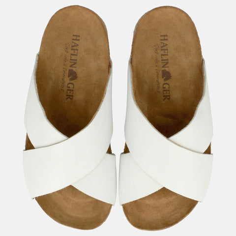 Haflinger Sandale Mio in Weiss aus Leder mit Riemen Vogelperspektive