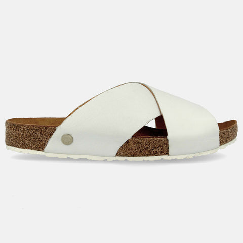 Haflinger Sandale Mio in Weiss aus Leder mit Riemen Seitenansicht