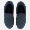 Haflinger Slipper Loafer in Blau (Ocean) aus Walkstoff im Schachfeldmuster mit Filzsohle Vogelperspektive