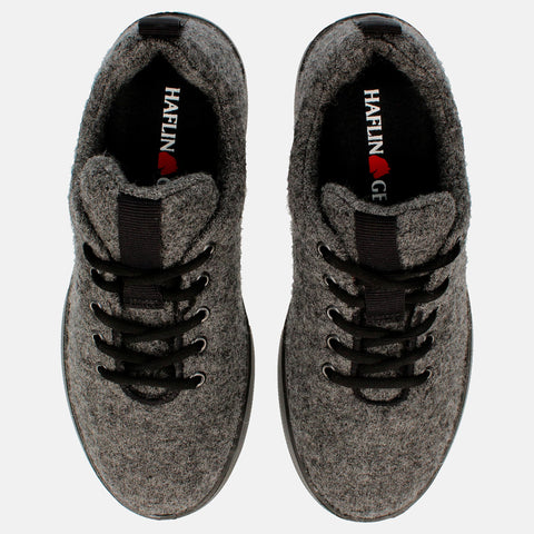 Haflinger Wool Sneaker Every Day in Grau (Anthrazit) aus Filz mit Schnürbändern und Gummisohle Vogelperspektive