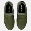 Haflinger Wool Sneaker Jump in Grün (Kiwi) aus Filz mit elastischen Bändern und Gummisohle Vogelperspektive