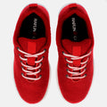 Haflinger Wool Sneaker Every Day in Rot (Paprika) aus Filz mit Schnürbändern und Gummisohle Vogelperspektive