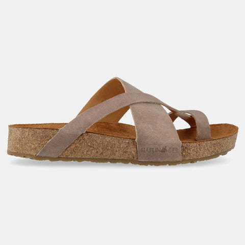 Haflinger Sandale Jack in Grau (Country Perlgrau) aus Leder mit Riemen Seitenansicht