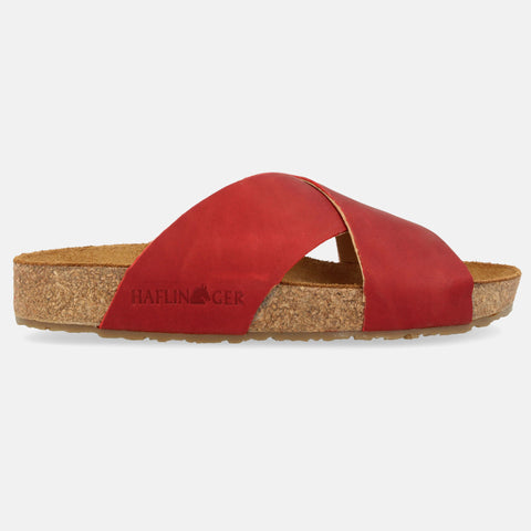 Haflinger Sandale Mio in Rot (Country Rot) aus Leder mit Riemen Seitenansicht